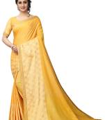 Yellow woven linen saree with blouse