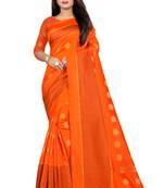 Orange woven cotton silk saree with blouse