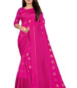 Pink woven cotton silk saree with blouse