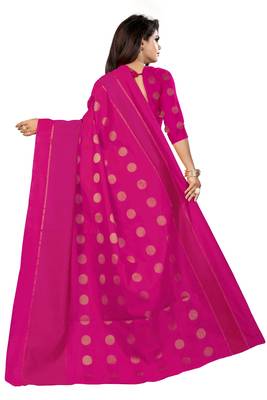 Pink woven cotton silk saree with blouse 3