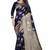 Navy blue woven banarasi silk saree with blouse