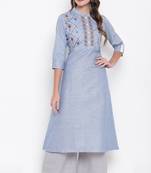 Lavender embroidered cotton cotton-kurtis