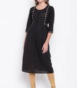 Black embroidered cotton cotton-kurtis