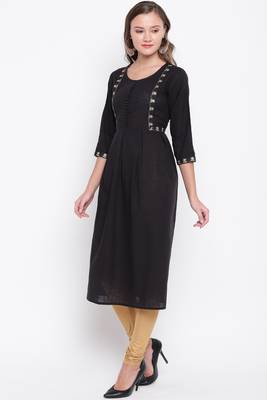 Black embroidered cotton cotton-kurtis 5