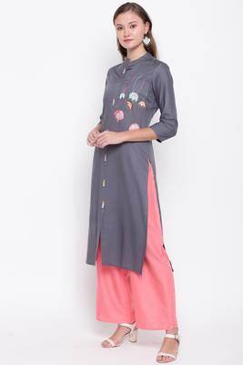 Grey embroidered rayon ethnic-kurtis 4