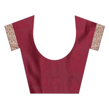 Maroon woven banarasi silk saree with blouse 5