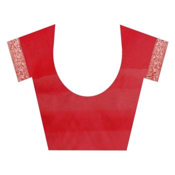 Red woven banarasi silk saree with blouse 5
