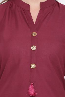 Wine plain rayon ethnic-kurtis 7
