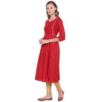 Red embroidered rayon ethnic-kurtis 8