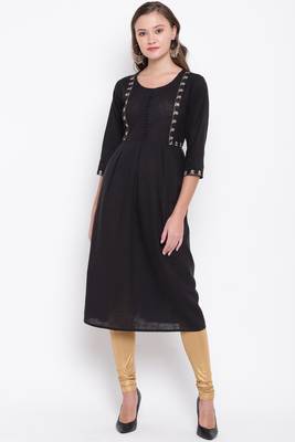 Black embroidered cotton cotton-kurtis 2