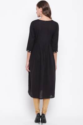 Black embroidered cotton cotton-kurtis 7