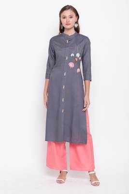 Grey embroidered rayon ethnic-kurtis 2