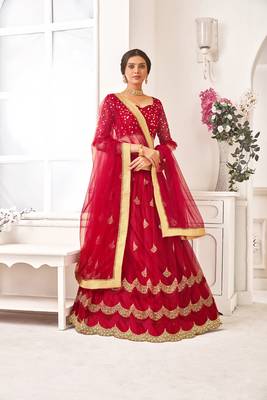 Heavy Embroidered Work Unstitched Lehenga Choli With Blouse 1