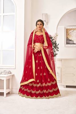 Heavy Embroidered Work Unstitched Lehenga Choli With Blouse 4