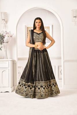 Heavy Embroidered Work Unstitched Lehenga Choli With Blouse 1