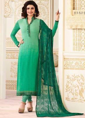 Light-green embroidered georgette salwar 1