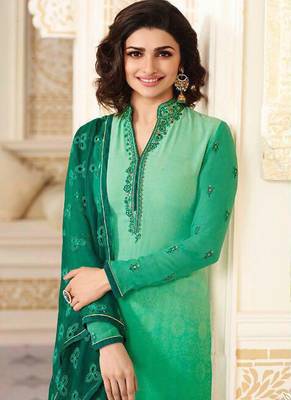 Light-green embroidered georgette salwar 2