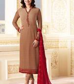 Light-brown embroidered georgette salwar