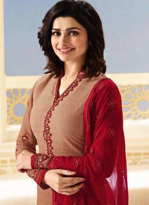 Light-brown embroidered georgette salwar 2