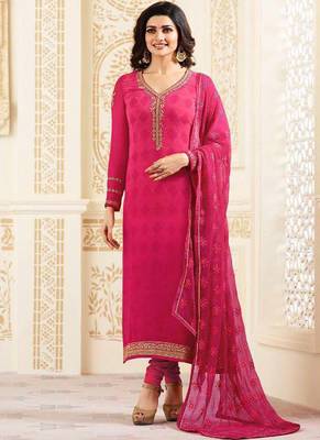 Pink embroidered georgette salwar 1
