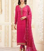 Pink embroidered georgette salwar