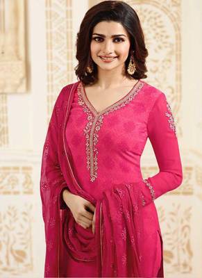Pink embroidered georgette salwar 2