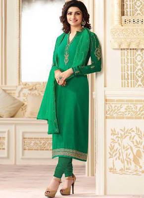 Green embroidered georgette salwar 1