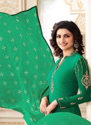Green embroidered georgette salwar 2