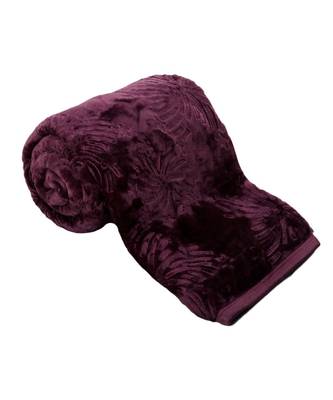 Embossed Design Fluffy Purple Single Bed Mink Blanket 1