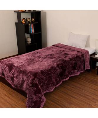 Embossed Design Fluffy Purple Single Bed Mink Blanket 2