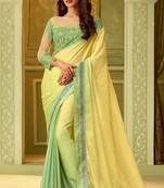 Multicolor embroidered satin saree with blouse