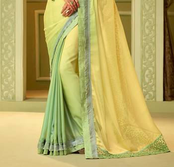 Multicolor embroidered satin saree with blouse 2