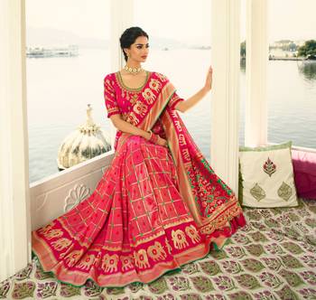 Pink Embroidered Banarasi Silk Saree With Blouse 2