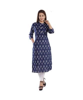 Blue printed Cotton kurti 1