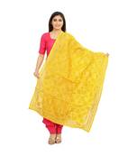 Yellow Chanderi Phulkari Dupatta