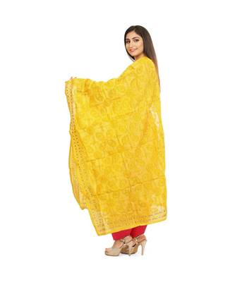 Yellow Chanderi Phulkari Dupatta 2