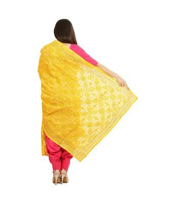 Yellow Chanderi Phulkari Dupatta 3