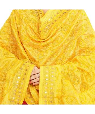 Yellow Chanderi Phulkari Dupatta 4