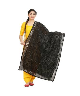 Black Chanderi Phulkari Dupatta 1