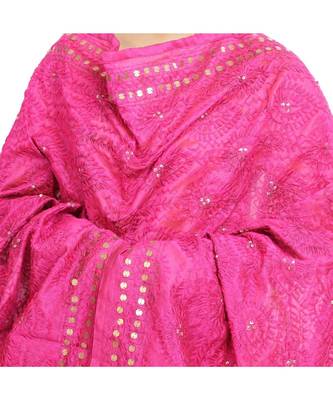 Majenta Chanderi Phulkari Dupatta 2