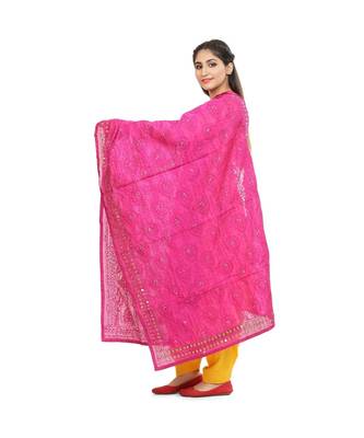 Majenta Chanderi Phulkari Dupatta 3