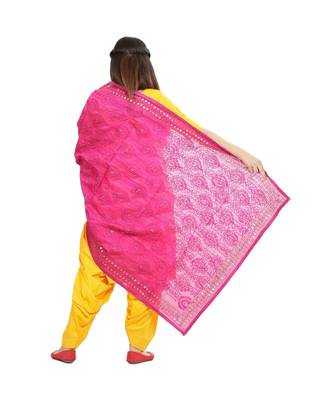 Majenta Chanderi Phulkari Dupatta 4