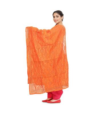 Orange Chanderi Phulkari Dupatta 2