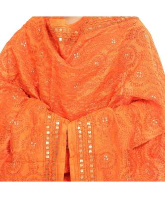 Orange Chanderi Phulkari Dupatta 4