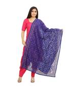Royal Blue Chanderi Phulkari Dupatta