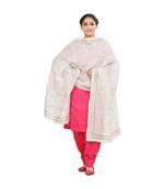White Chanderi Phulkari Dupatta