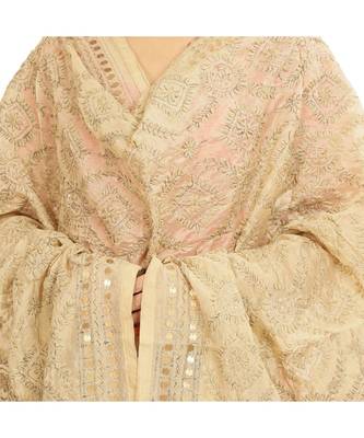 Beige Chanderi Phulkari Dupatta 2