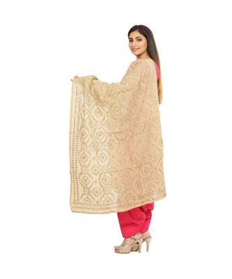 Beige Chanderi Phulkari Dupatta 3