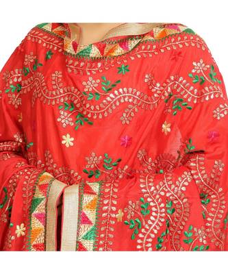 multicolor Phulkari Chunni With Gotta Patti Work 2