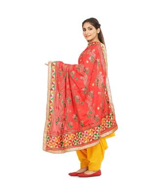 multicolor Phulkari Chunni With Gotta Patti Work 3